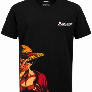 AKSYNE Men's Black Cotton Graphic Printed Round Neck Half Sleeve T-Shirt | Premium Casual Wear | Anime Print | Regular Fit