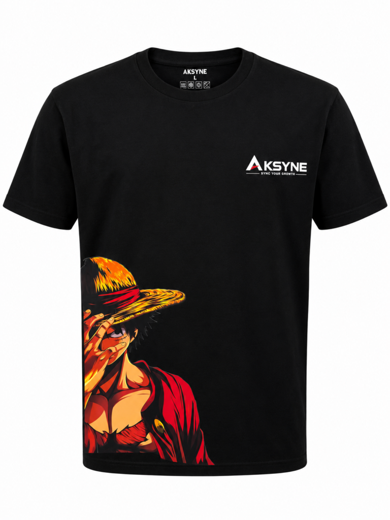 AKSYNE Men's Black Cotton Graphic Printed Round Neck Half Sleeve T-Shirt | Premium Casual Wear | Anime Print | Regular Fit
