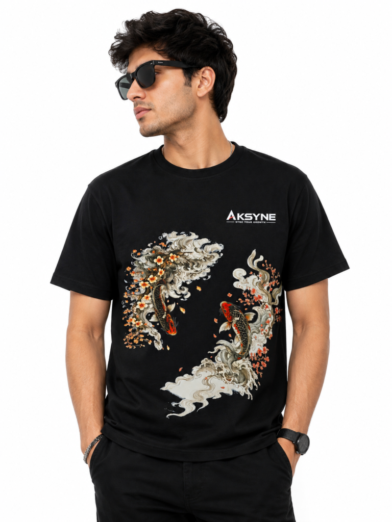AKSYNE Japanese Koi Fish Graphic Oversized T-Shirt
